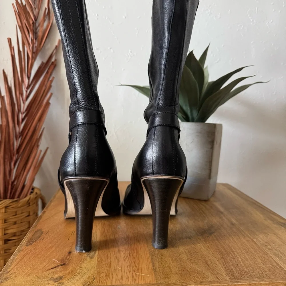 J.Crew Genuine Leather Black Heeled Boots Women’s Size 8 - Picture 4 of 7